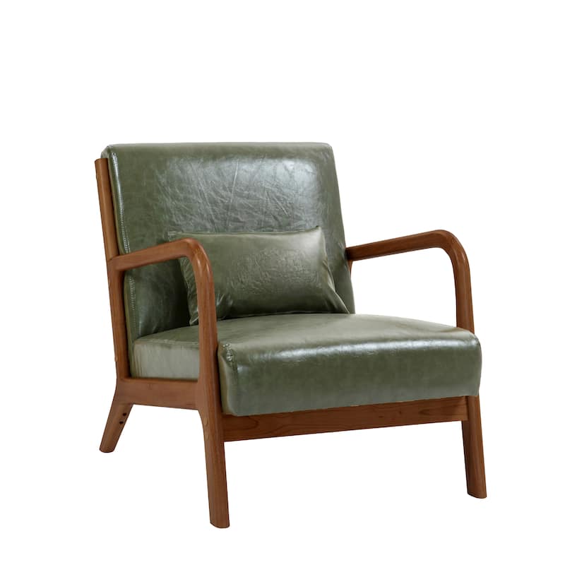 Mid Century Solid Wood Upholstered Accent Chair