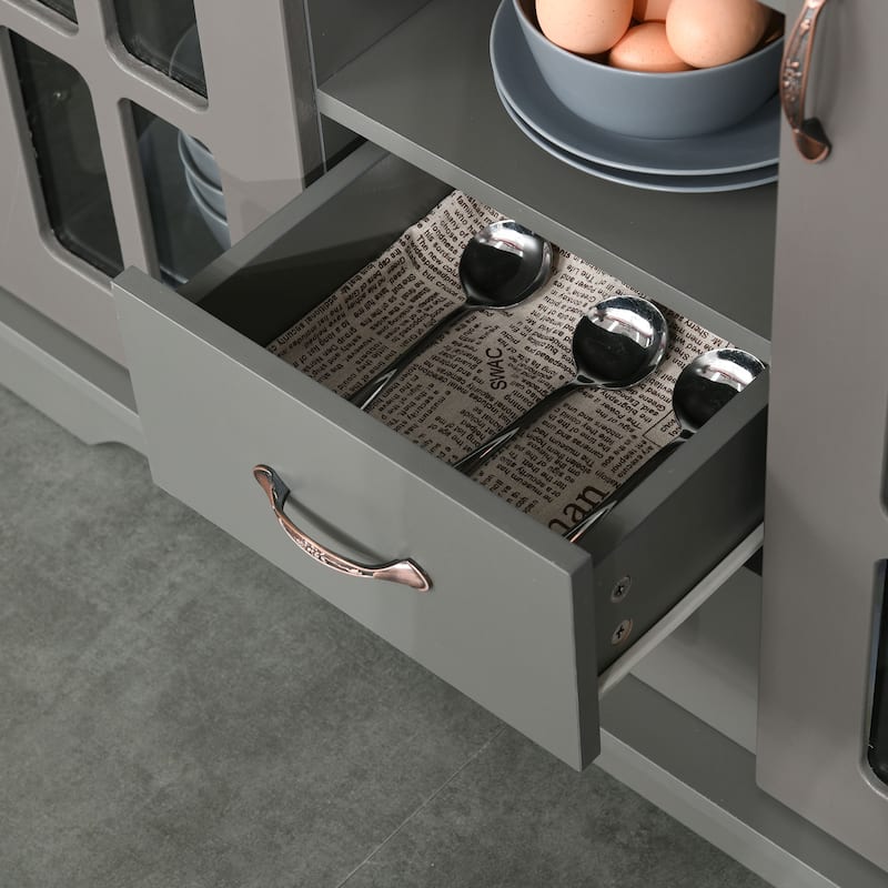 HOMCOM Modern Sideboard Storage Console Cabinet with Glass Door and Drawer for Kitchen, Living & Dining Room