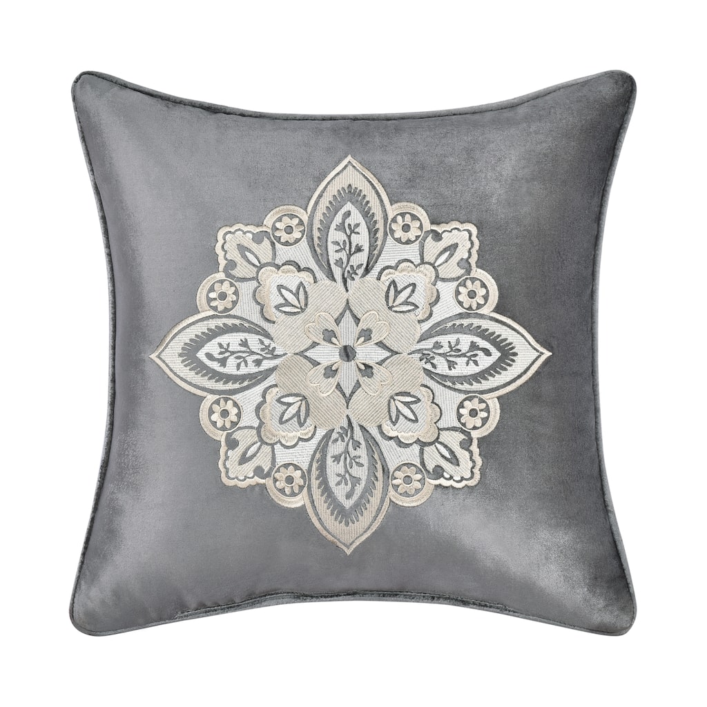 J. Queen New York Annabelle 18" Square Embellished Decorative Throw Pillow