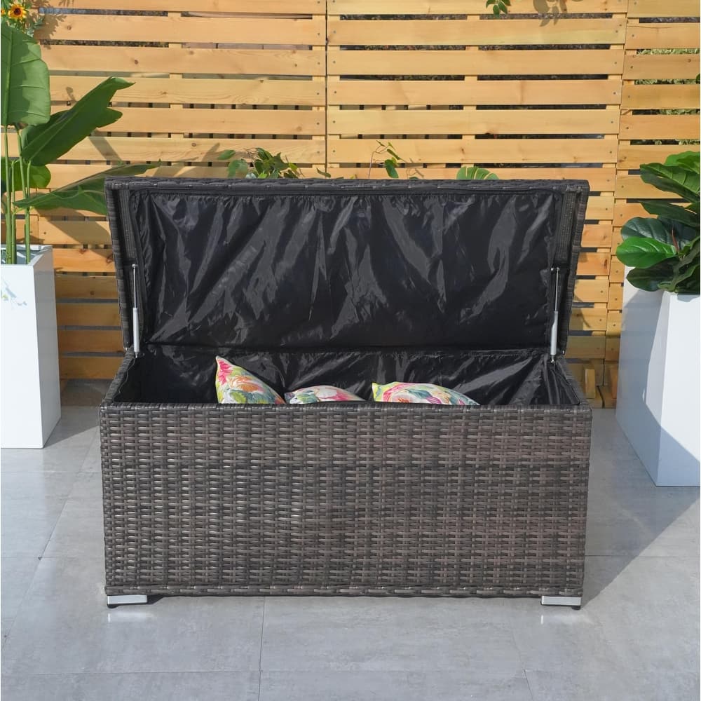 64 / 131 Gallon Outdoor Rattan Storage Deck Box with Metal Frame