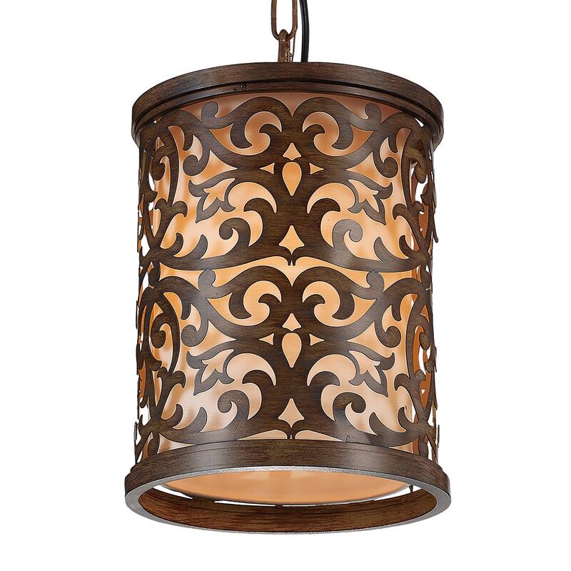 Nicole 1 Light Drum Shade Mini Pendant With Brushed Chocolate Finish - Brushed Chocolate