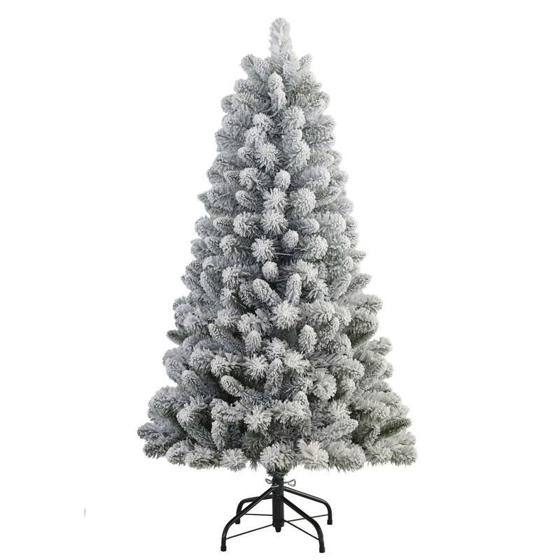 Medium Flocked Virginia Pine Artificial Christmas Tree - 4.5’ - Unlit - 4.5 Foot
