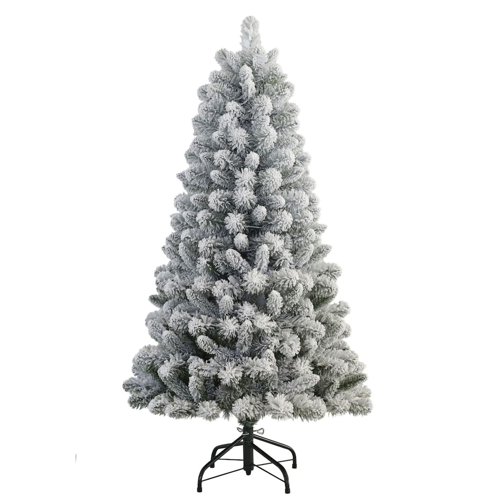 Medium Flocked Virginia Pine Artificial Christmas Tree - 4.5’ - Unlit - 4.5 Foot