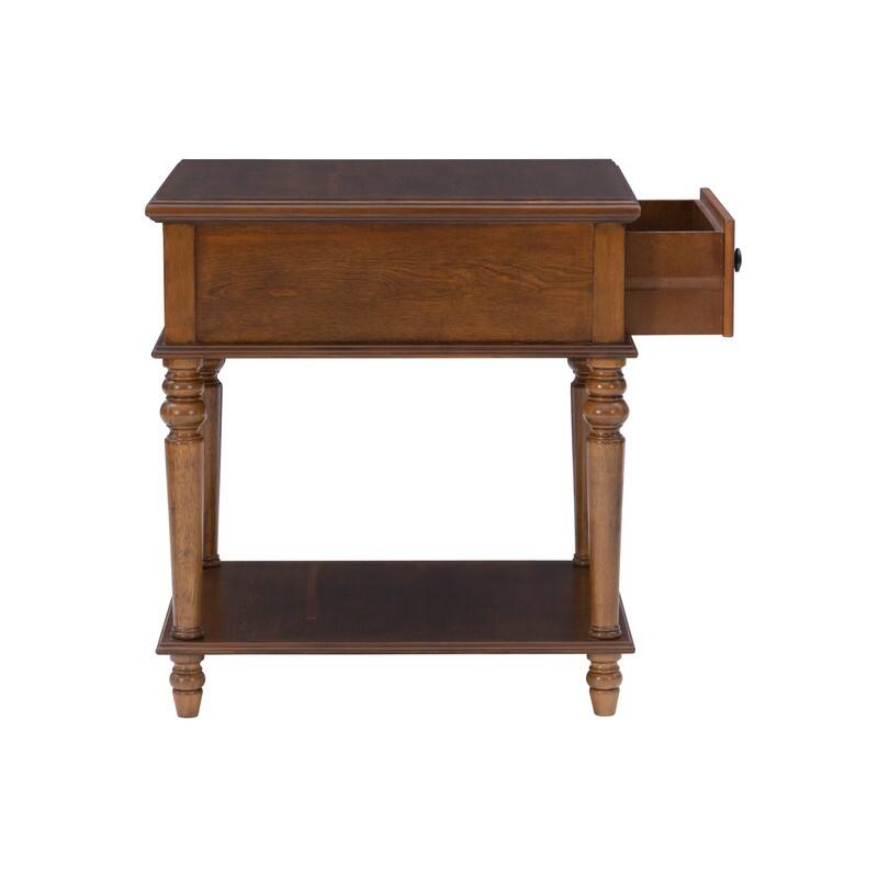 Linon Jowin Classic Wood Side Table with Storage