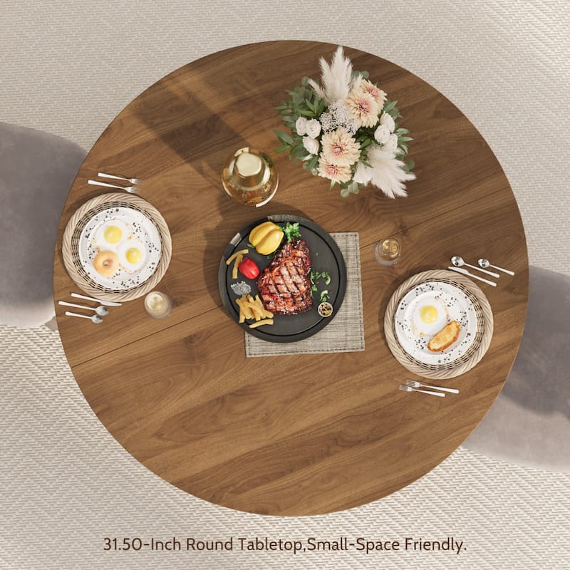 31.5" Farmhouse Wooden Round Dining Table