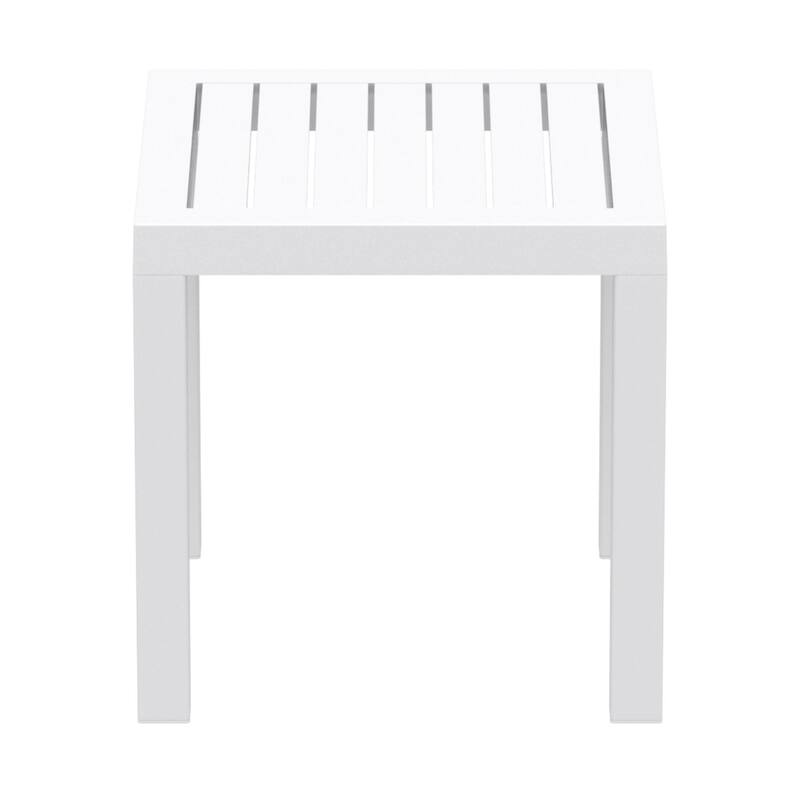 18" White Patio Square Resin Side Table with Drain Hole