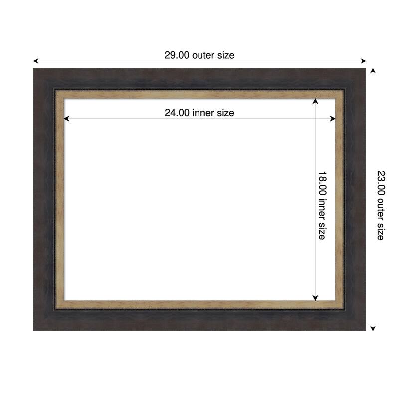 Amanti Art Hammered Charcoal Tan Framed Dry Erase Magnetic Board - 29 x 23 in