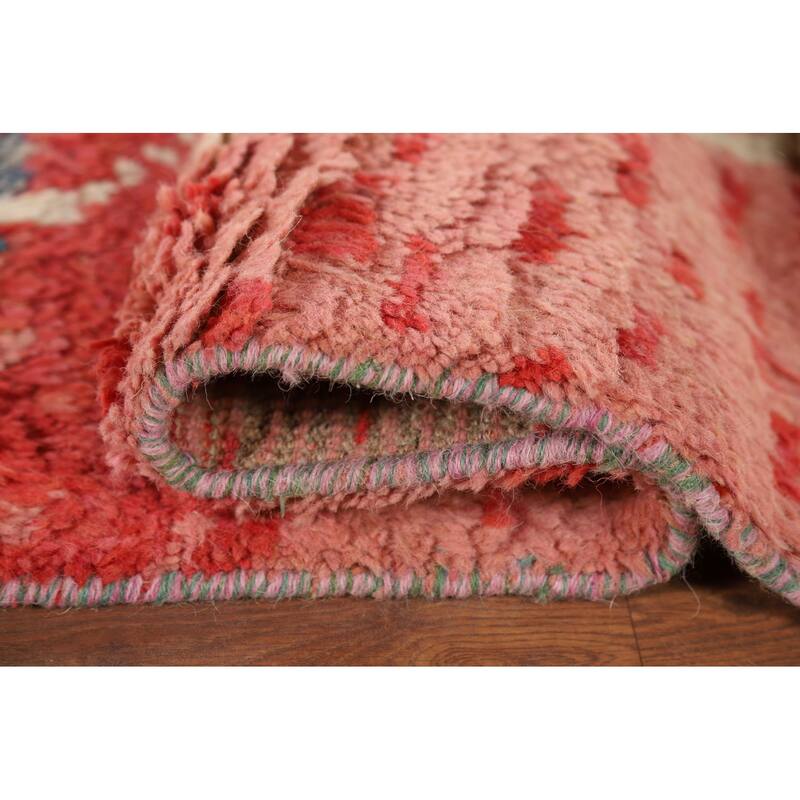 Plush Moroccan Oriental Area Rug Hand-Knotted Geometric Wool Carpet - 9'1" x 12'9"