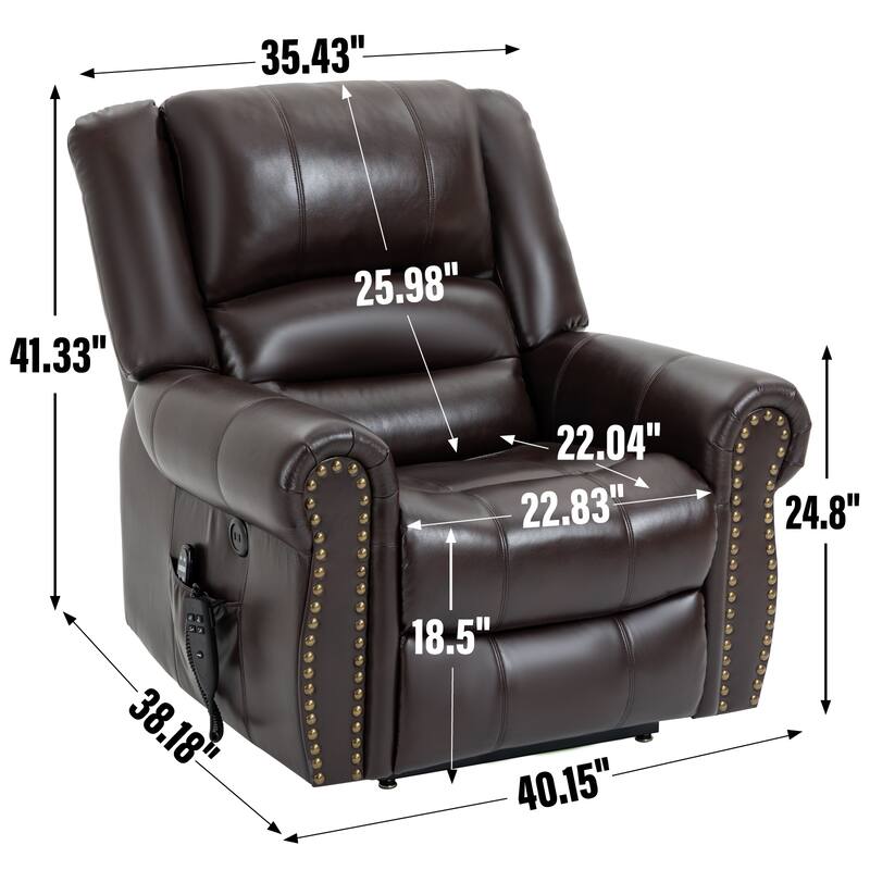 Power Lift Recliner Chair Heat Massage Dual Motor Infinite Position Up to 350 LBS, Heavy Duty Motion Mechanism with USB Ports