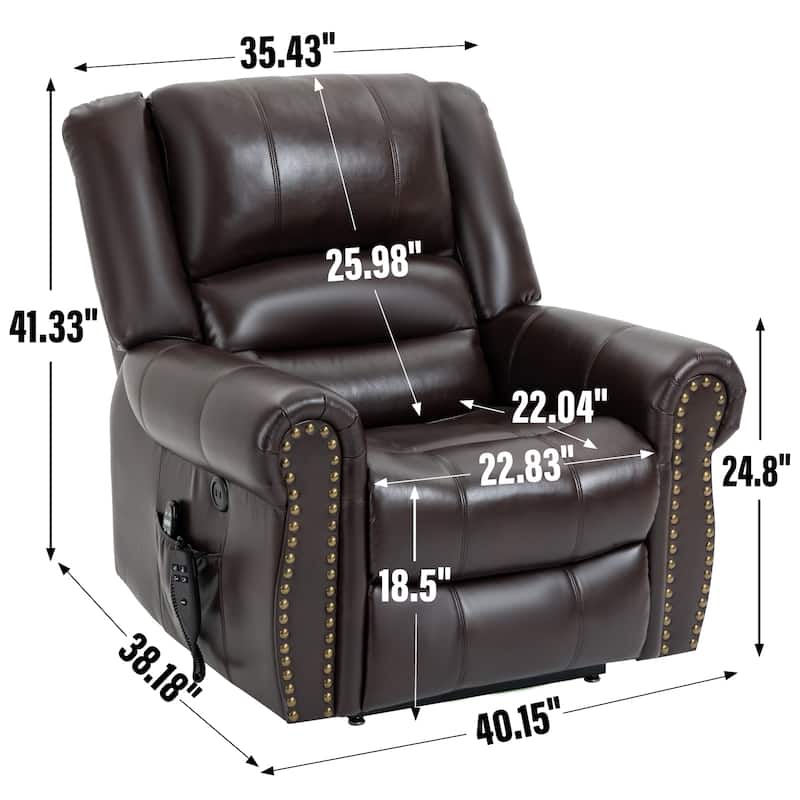 Roomfitters Dual Motor Power Lift Recliner, Infinite Position Massage Chair with 180-Degree Recline and USB
