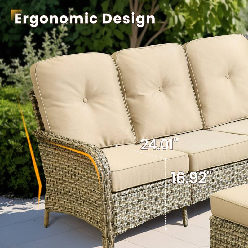 XIZZI 7-Piece Outdoor Patio Furniture Conversation Set with Ottomans