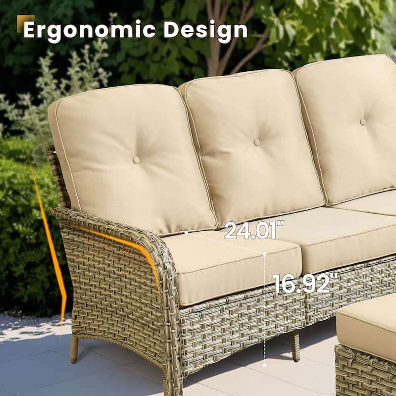 XIZZI 9-Piece Outdoor Patio Furniture Wicker Swivel Chairs Set