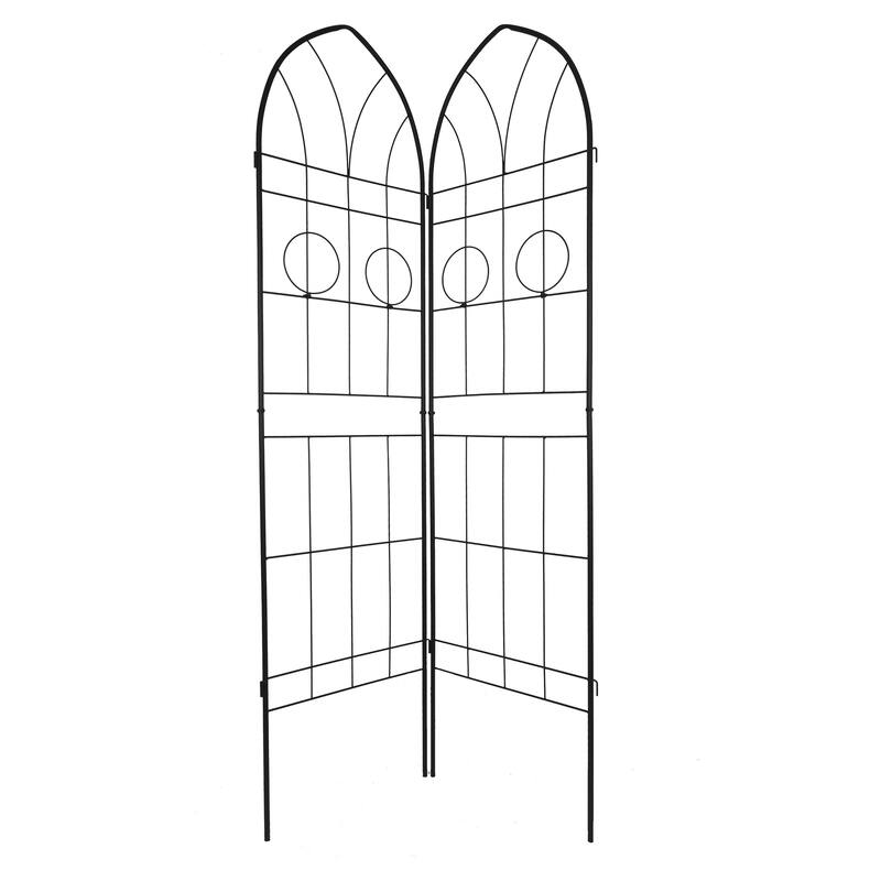 2 Pack Metal Garden Trellis Rustproof Trellis for Climbing Plants Outdoor Flower Support Cream
