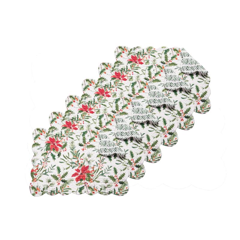 Silvia Poinsettia Quilted Placemat Set 6