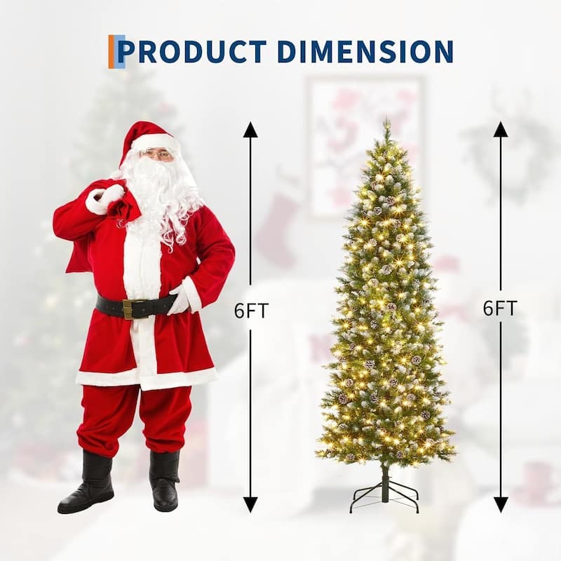 Pre-lit Pencil Christmas Tree, Xmas Tree for Room, Bedroom, Apartment - N/A