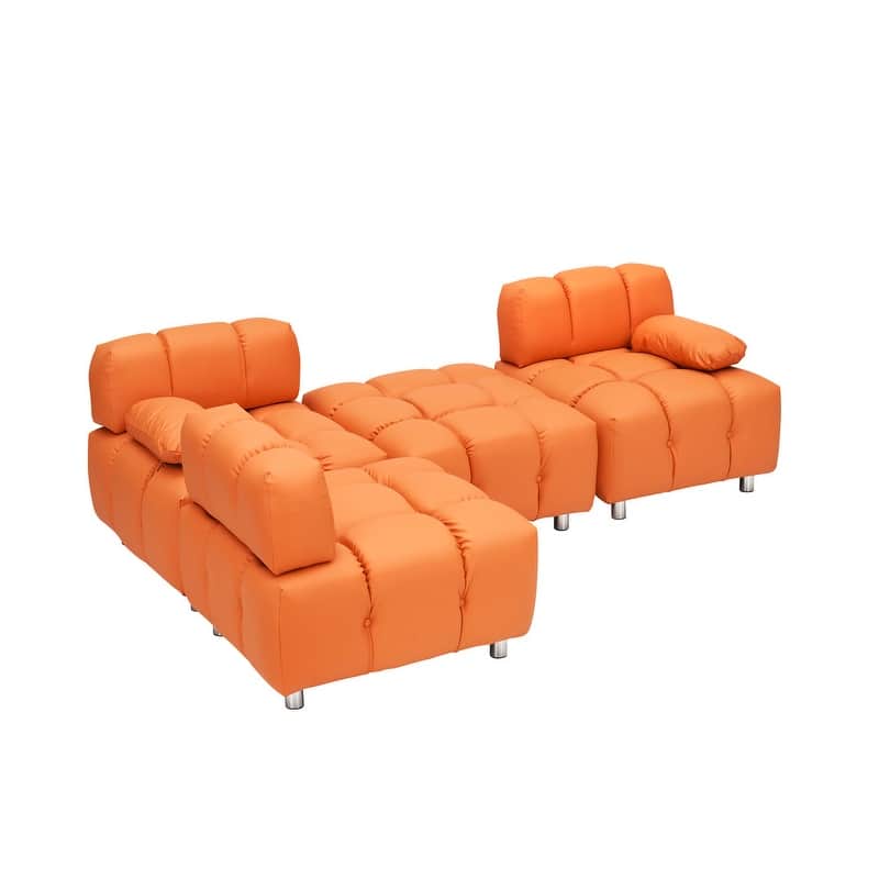 90.60" Tech Fabric L-Shaped Three-Seater Cushioned Sofa (New)