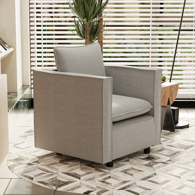 Comfortable Grey Linen Single Sofa Chair, 25x26x23 inches