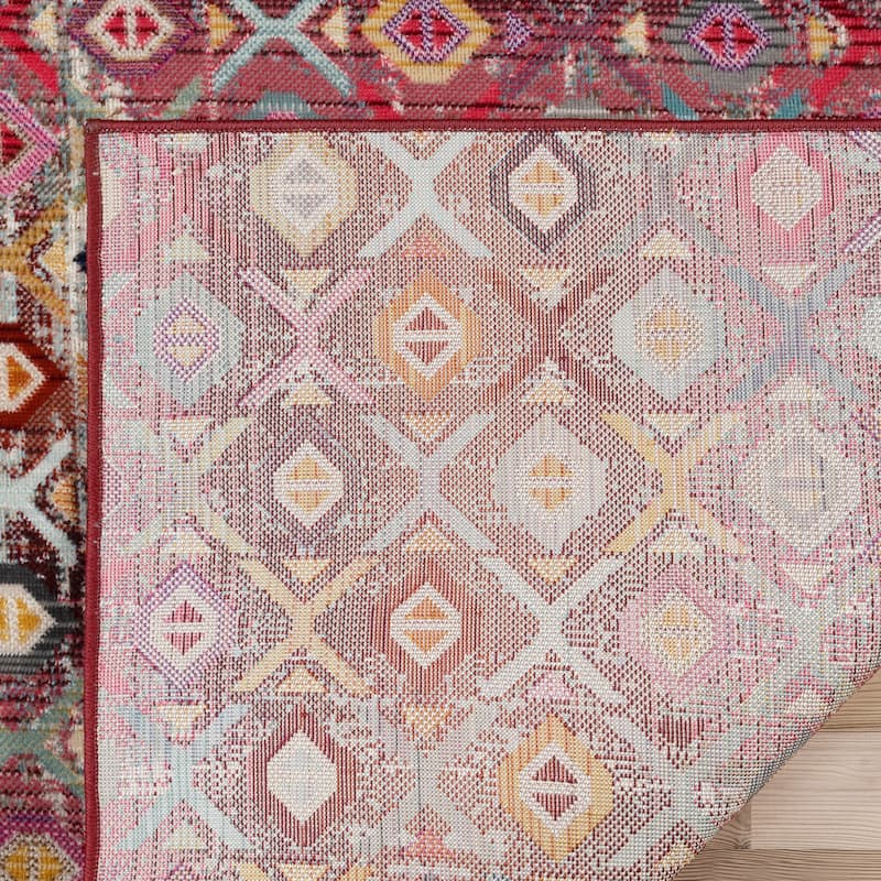 Gertmenian Sierra Henna Moroccan Bohemian Tribal Red Multi Indoor/ Outdoor Area Rug