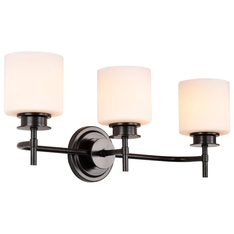 Warren 3 Light Vanity Gun Metal with Satin White Glass - Gun Metal