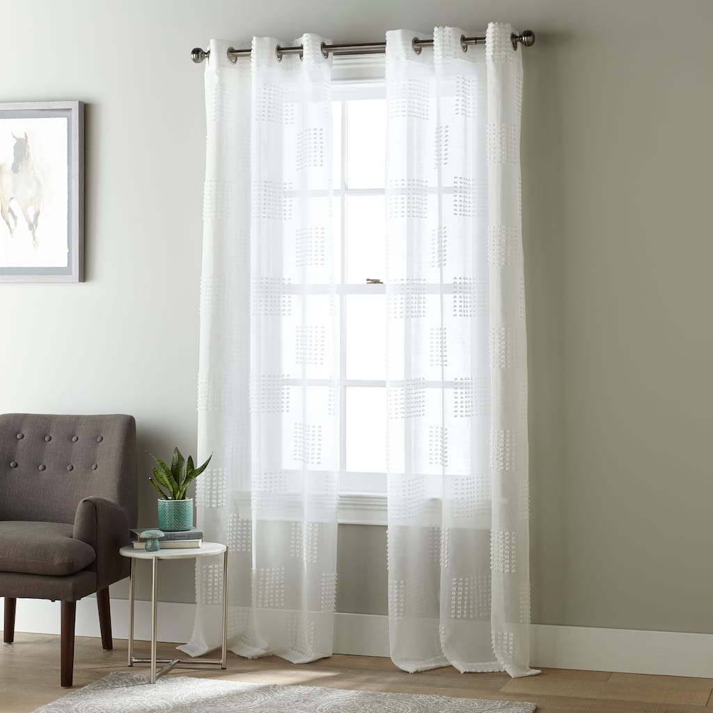 Nanshing Lara Clip Dot Semi-Sheer Curtain Panel Pair - 37 x 84"