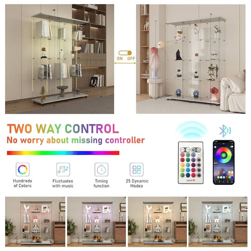 Glass Display Cabinet,Wine Cabinet,File Cabinet,With Bluetooth Led Light Strip,Lock On The Door,Equipped With Cast