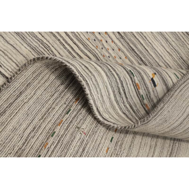 Hand Knotted Oriental 100% Wool Carpet Tribal Animal Pictorial Beige & Ivories Gabbeh Area Rug - 9' 10'' X 10' 0''