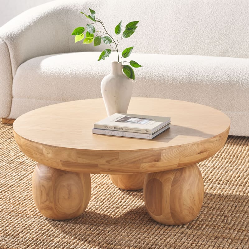 SAFAVIEH Couture Hayliette Round Wood Coffee Table - 38"W x 38"D x 15"H - Natural