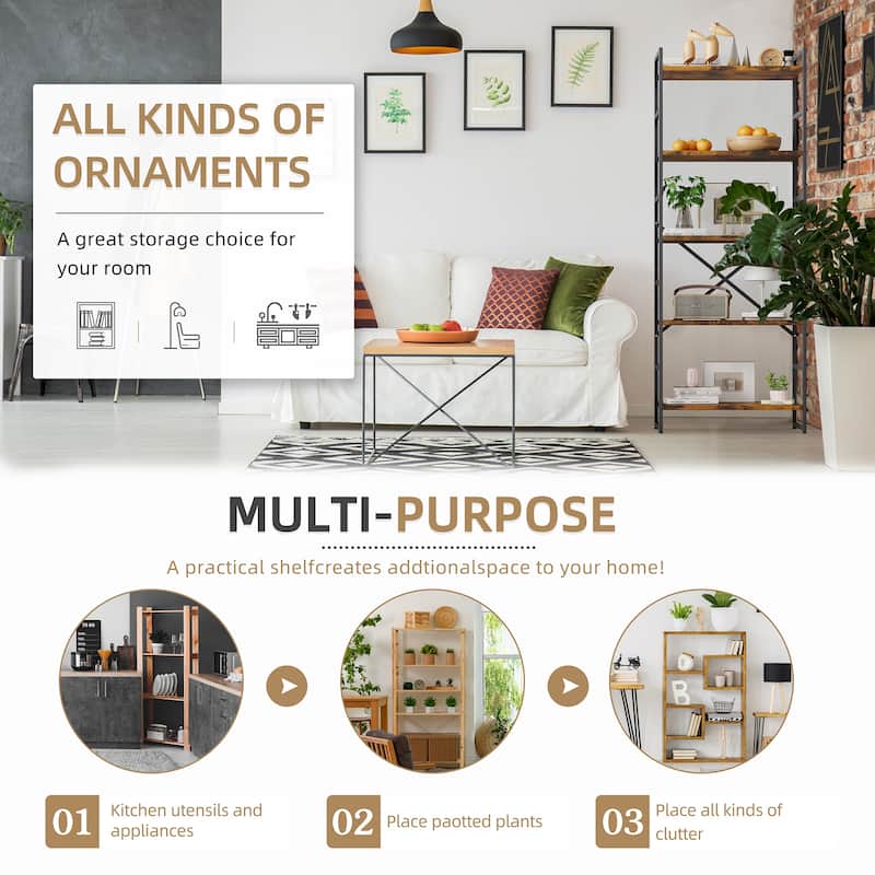 Futzca 5 Tier Storage Bookshelf