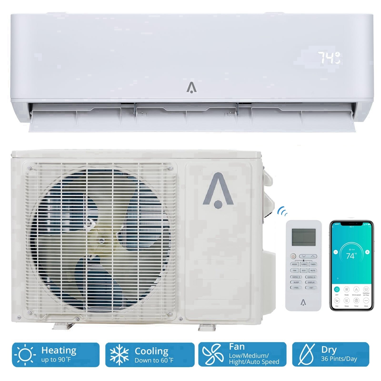 12000 BTU Smart Mini Split Air Conditioner with Heater, 23 SEER - Bed Bath  u0026 Beyond - 39009237
