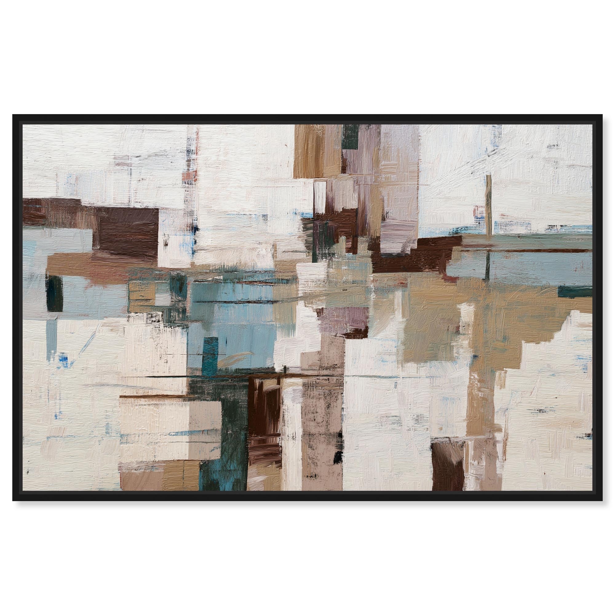 Earth Tone Grid Boho Art Framed Canvas Print by Art Remedy