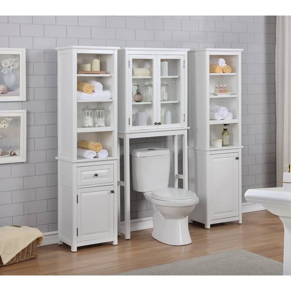 Shop Porch Den Everest Over The Toilet Space Saver Storage With Glass Doors Upper Cabinet Overstock 26050449