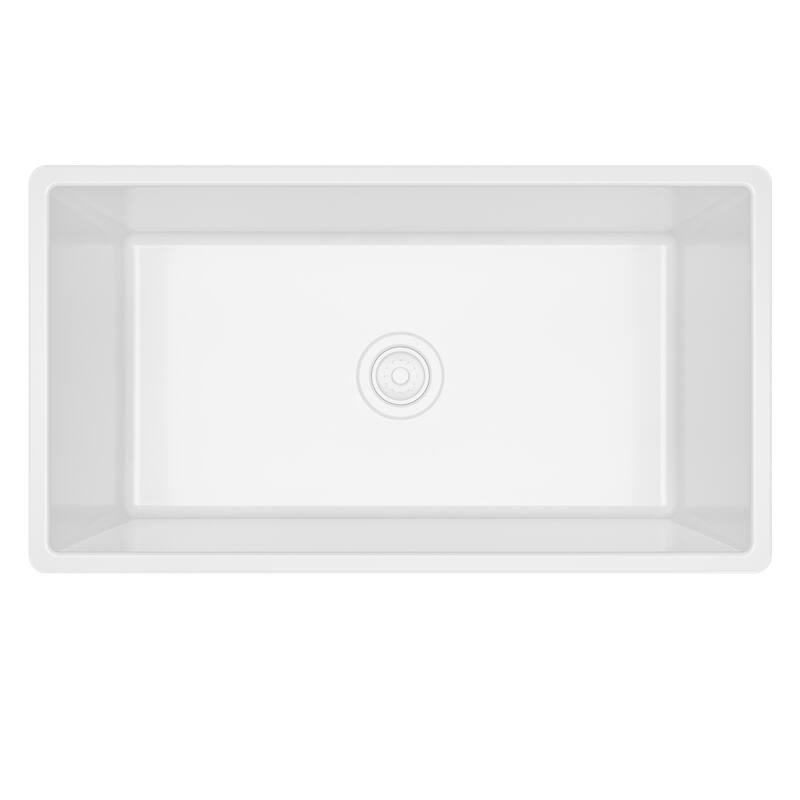 Karran FCP33SB 33" Single Bowl Panel Front Farmhouse Fireclay Kitchen Sink with Reversible Apron Front