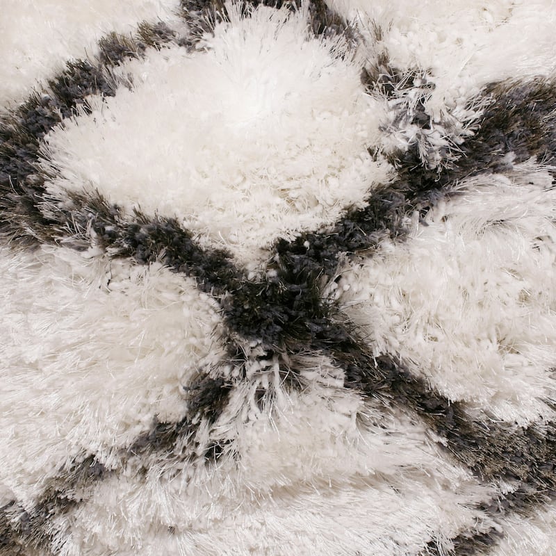 Sevita Soft Shag Glam Distressed Diamond Throw Pillow