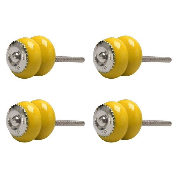 4pcs Ceramic Knobs Vintage Knob Drawer Pull Handle Furniture Cabinet Cupboard Wardrobe Dresser Door Accessory Decoration Yellow