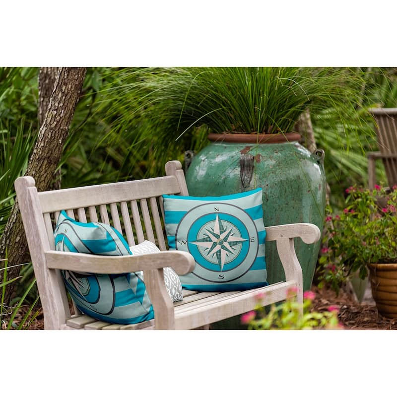 Compass on Stripes Indoor/Outdoor Throw Pillow