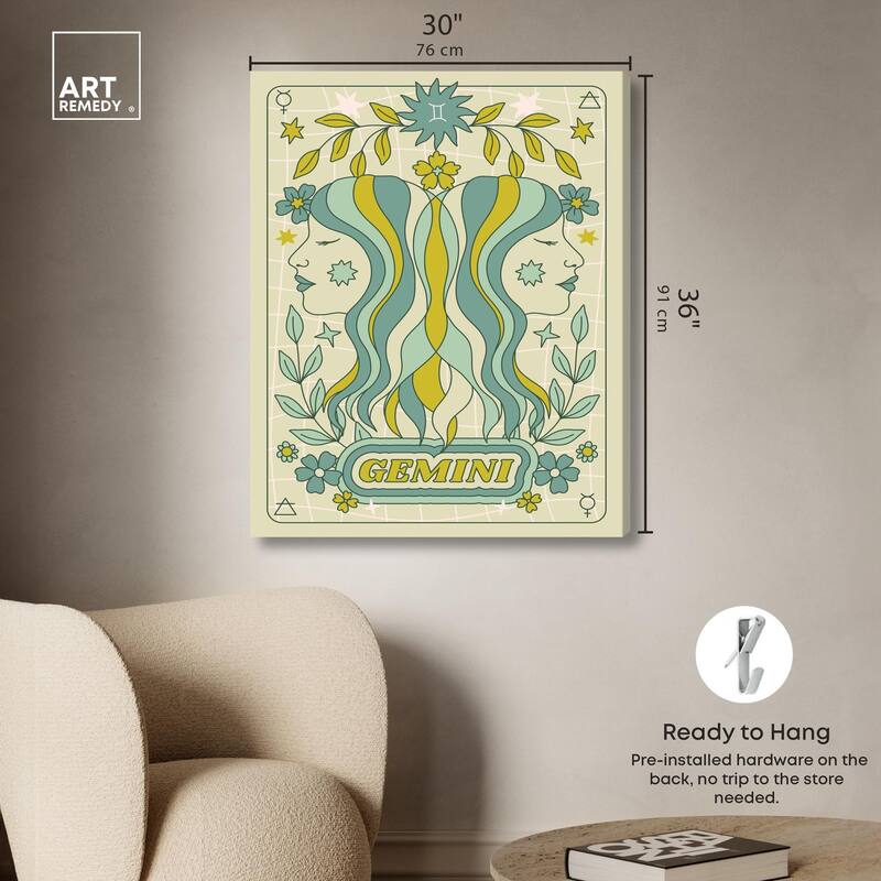 Gemini Stars Card Canvas by Art Remedy, Gallery Wrapped