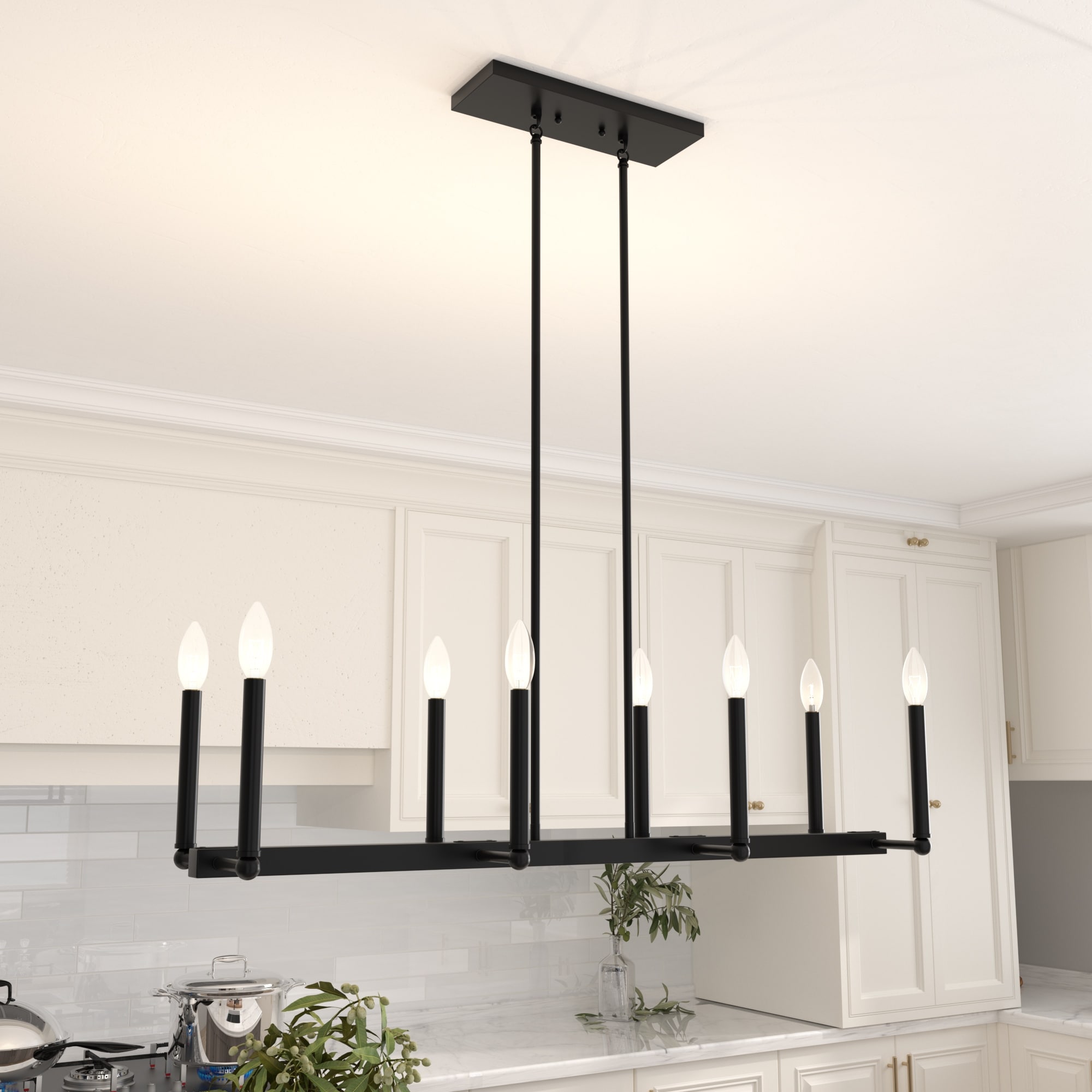 Acroma 8-light Modern Gold/Black Linear Chandelier for Dining Room