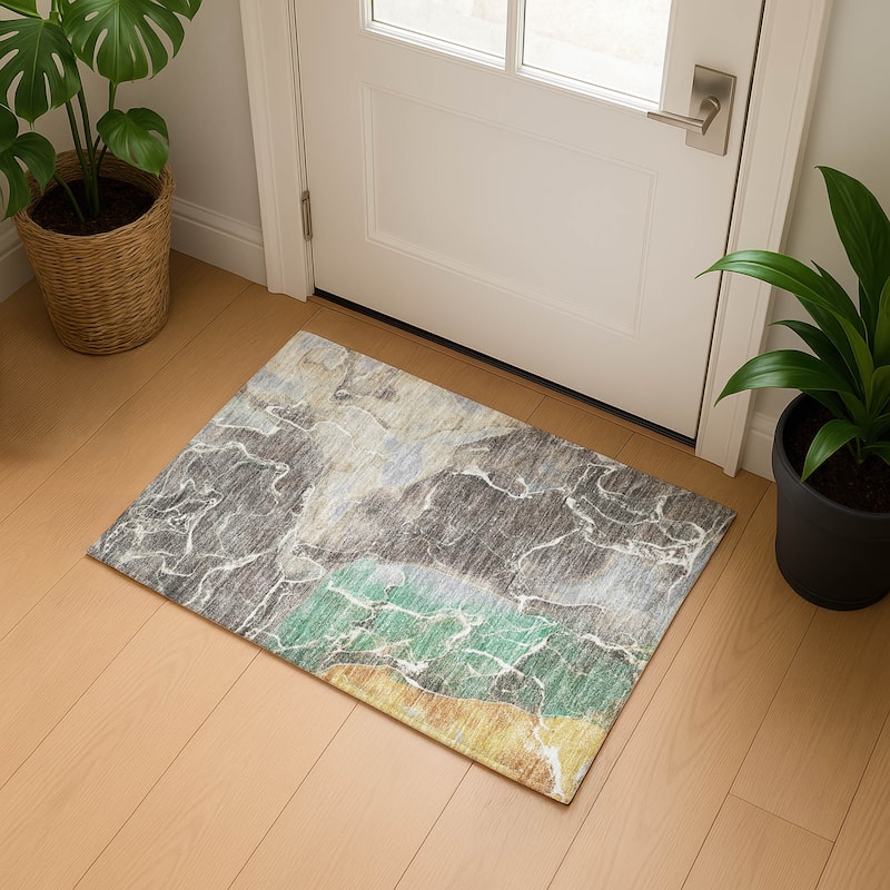 Premium Washable Super Soft Abstract Mayfield Rug - Taupe - 1'8" x 2'6"