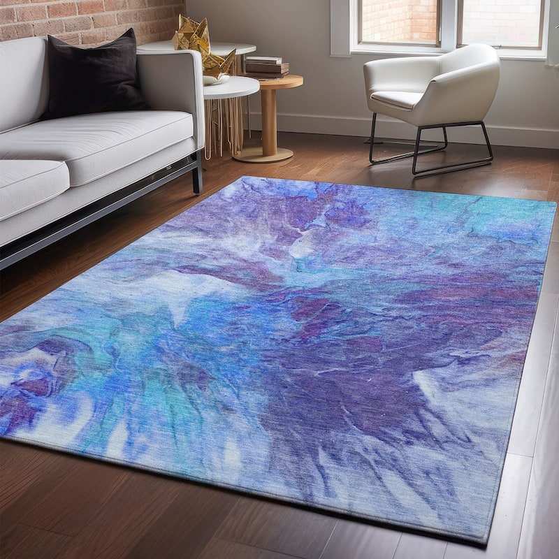 Premium Washable Super Soft Contemporary Splash Mayfield Rug - Blue - 2' 6" x 3' 10" - Rectangle