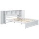 preview thumbnail 27 of 28, Full Size Platform Bed with Storage Headboard, 3 Shelves, 2 Side Lockers, Solid Pine Wood Frame, No Box Spring Required, Grey