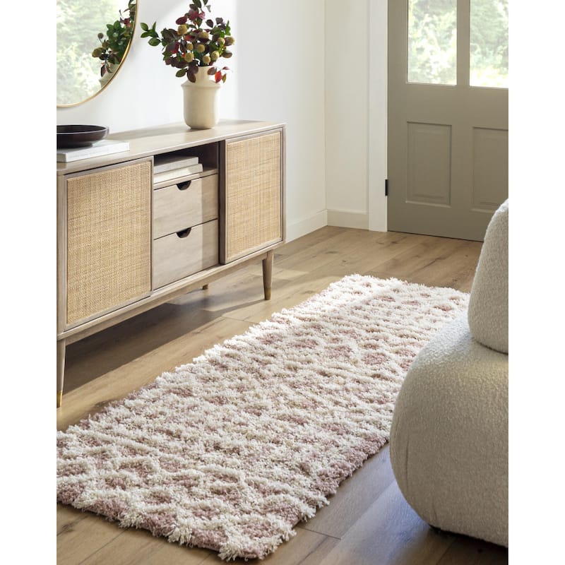 Livabliss Urban Shag Bohemian Tribal Area Rug - 5' 3" x 7' 3" - Blush
