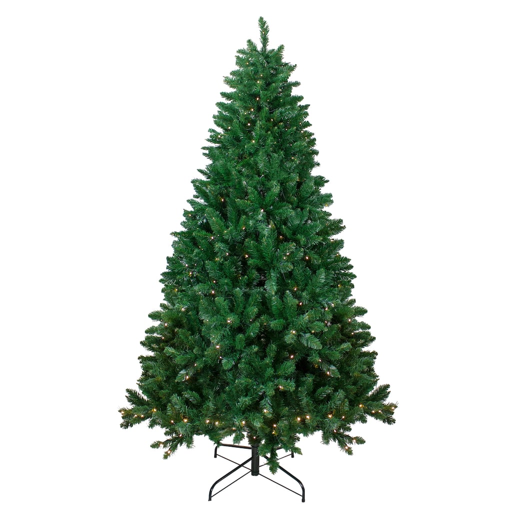 7.5' Full Twin Lakes Fir Artificial Christmas Tree - Warm White LED - 7.5 Foot
