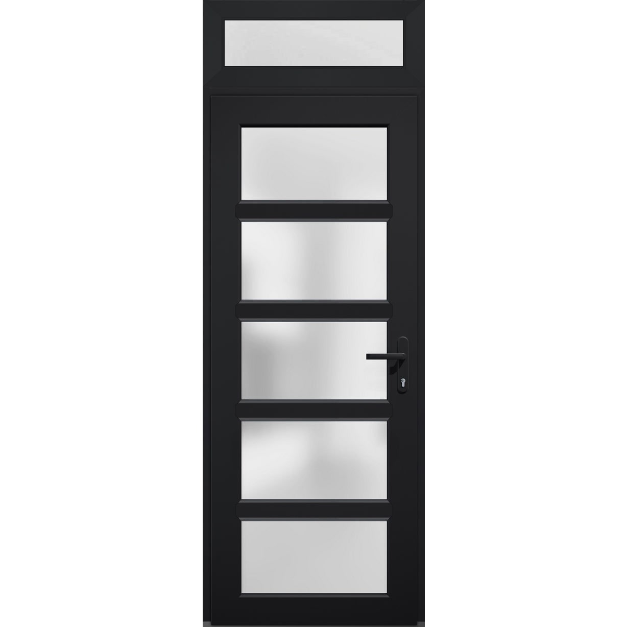 VDOMDOORS Manux 8002 Matte Black Fiberglass Prehung Exterior Door with Frosted Glass