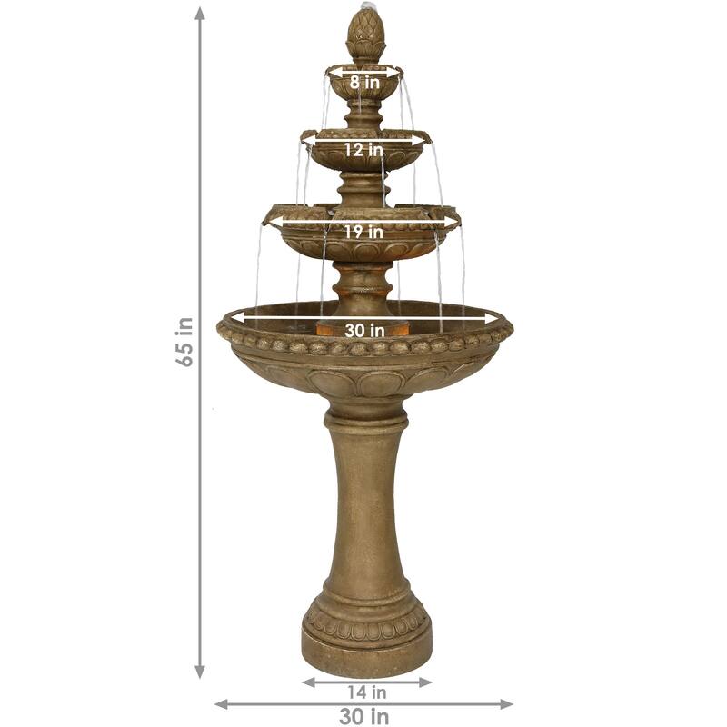 Large Outdoor Patio Electric Eggshell 4-Tier Water Fountain Feature - 65-Inch - 65"