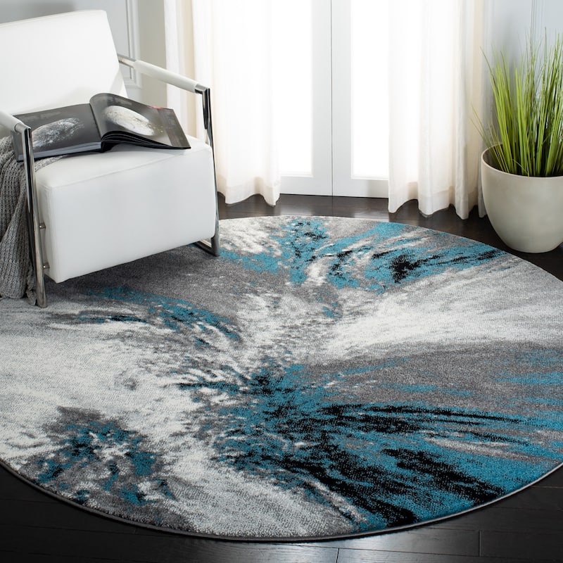 SAFAVIEH Glacier Neliha Modern Abstract Rug - 3' Round - Blue/Grey