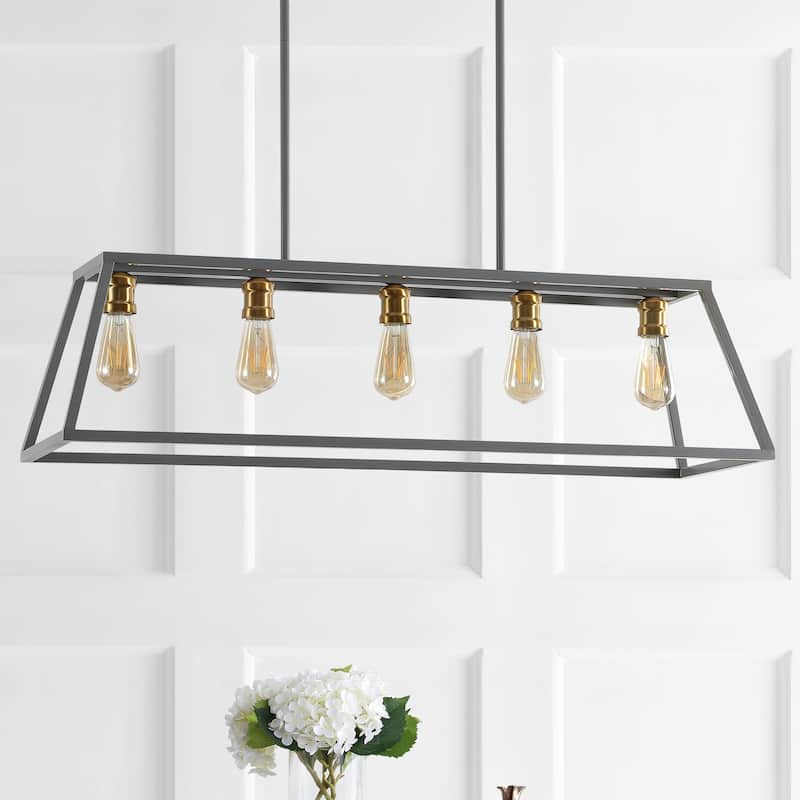 Staunton 38" 5-Light Adjustable Iron Farmhouse Vintage LED Dimmable Pendant, by JONATHAN Y