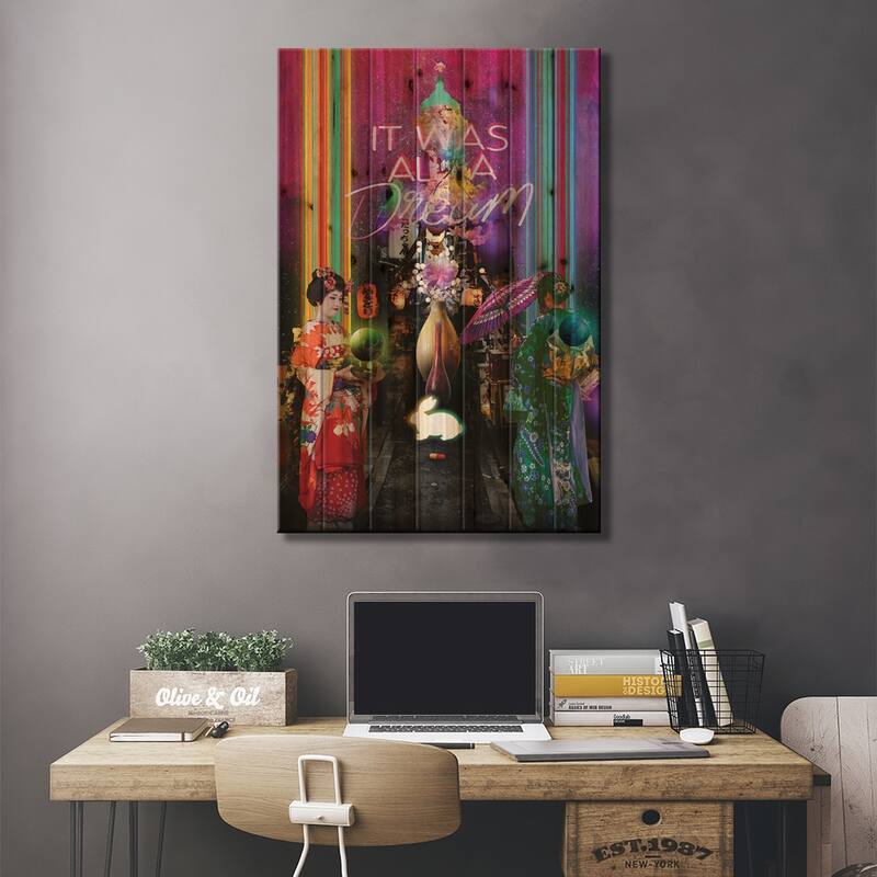 It Was All A Dream Print On Wood by David Loblaw - Multi-Color