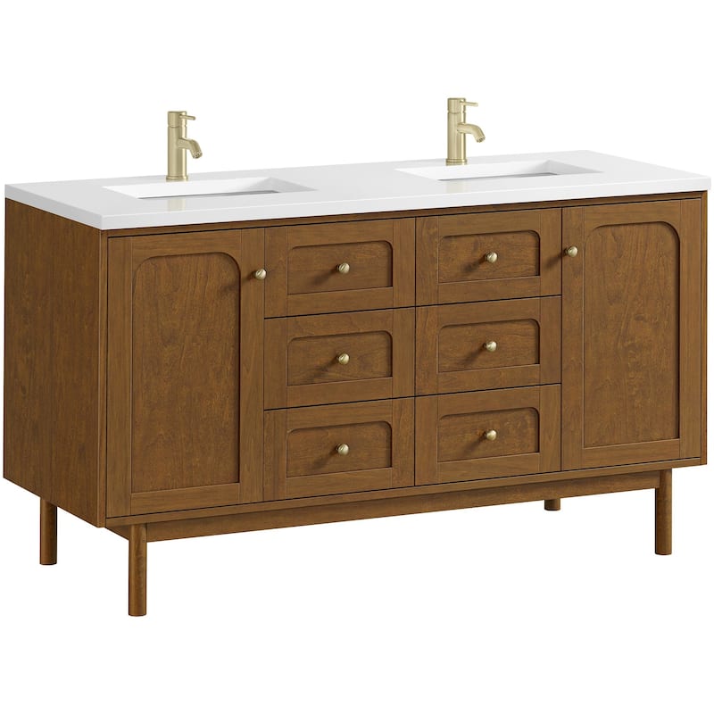 James Martin Vanities 545-V60D-1WZ Laurent 60" Double Basin Poplar
