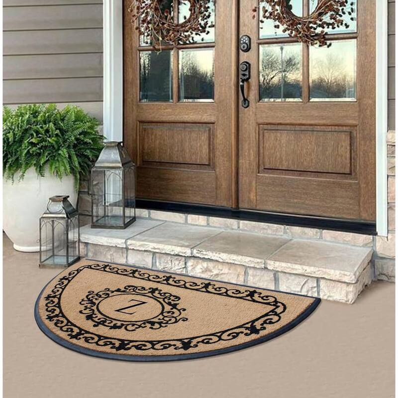 A1HC Natural Coir & Rubber Hand Flocked Thick Durable Monogrammed Doormats, 36" x 72"