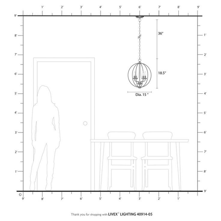 Livex Lighting 4-light Chandelier, 40914-05 - 15" DIA 17" H